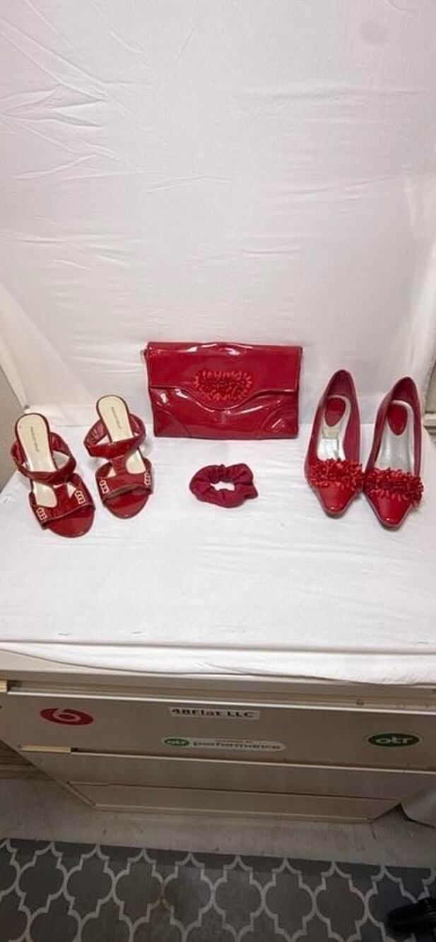 Red Patent Leather Shoes Clutch Lot 8W 8.5W Predictions Its OK Flower Church Set